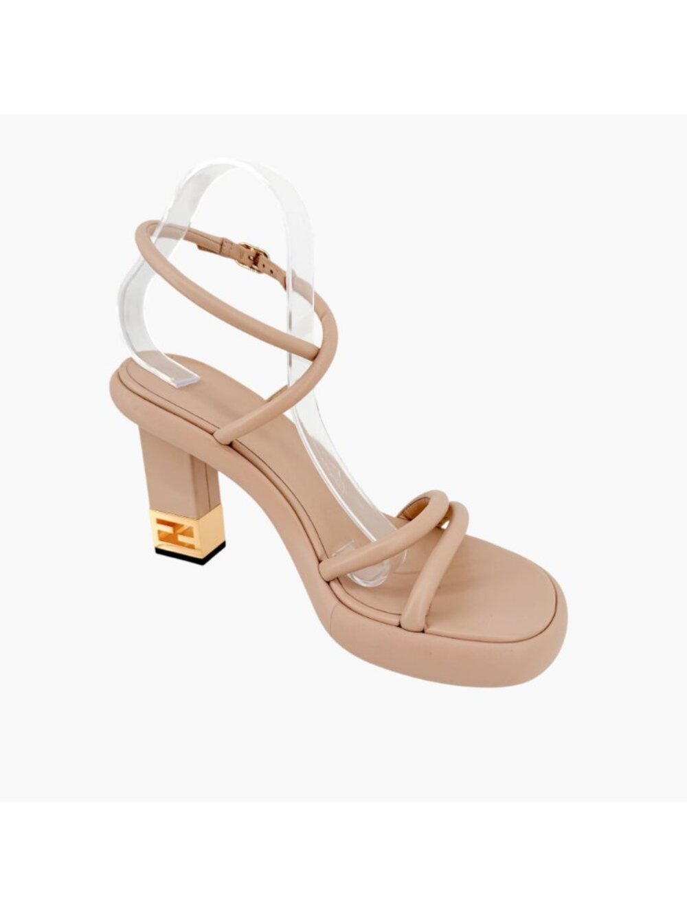 Fendi Baguette Ankle Strap Sandals Size 40.5 US 10.5 Heels Beige Leather - Picture 12 of 15